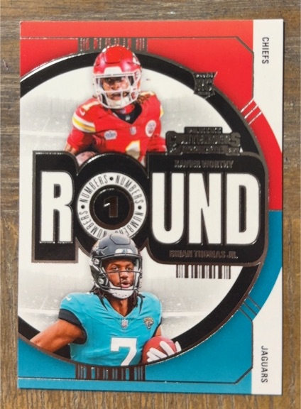 2024 Panini Contenders #7 Brian Thomas Jr. / Xavier Worthy Round Numbers — front