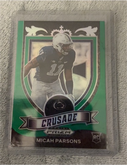 2021 Panini Prizm Draft Picks #175 Micah Parsons Crusade Green Prizm Rookie Card — front