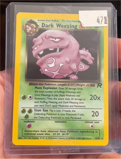 1999 Pokémon Team Rocket #14 Dark Weezing — front