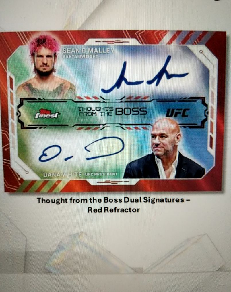 2012 Topps UFC Finest Thoughts From The Boss Dual Signatures Sean O'Malley Dana White — front