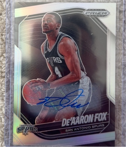 2024-25 Panini Prizm Black De'Aaron Fox Silver Auto Prizm Spurs — front