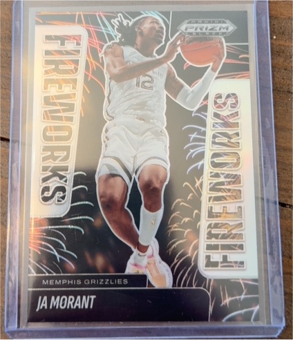 2024-25 Panini Prizm Black #4 Ja Morant Fireworks Silver Prizm — front