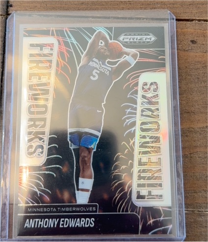 2024-25 Panini Prizm Black #8 Anthony Edwards Fireworks — front