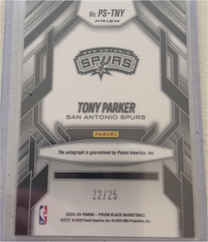 2024-25 Panini Prizm Black #PS-TNY Tony Parker — front