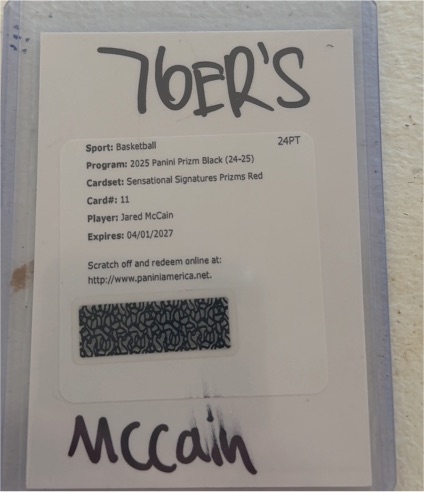 2025 Panini Prizm Black Sensational Signatures Prizms Red #11 Jared McCain — front