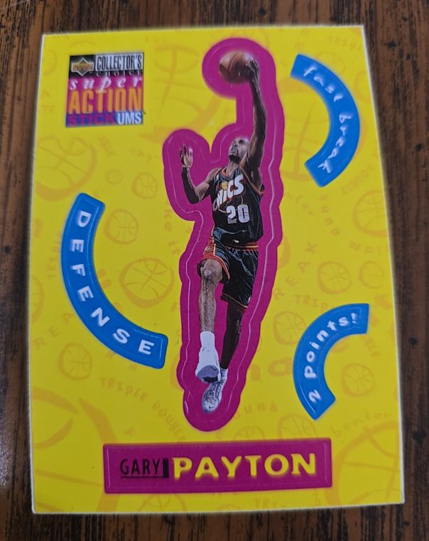 1996-97 Upper Deck Collector's Choice Super Action Stick Ums #S25 Gary Payton — front