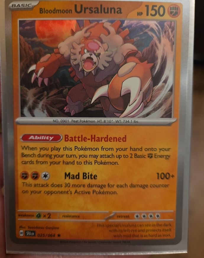 2024 Pokémon TCG Shrouded Fable #025 Bloodmoon Ursaluna — front
