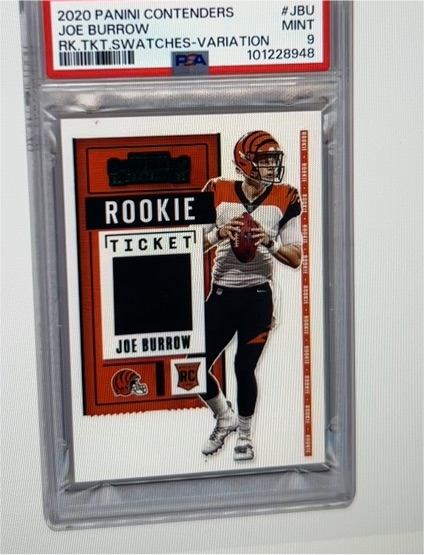 2020 Panini Contenders #JBU Joe Burrow Rookie Ticket Swatches Variation — front