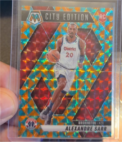 2024-25 Panini Mosaic #278 Alexandre Sarr City Edition Green Mosaic Prizm Rookie Card — front