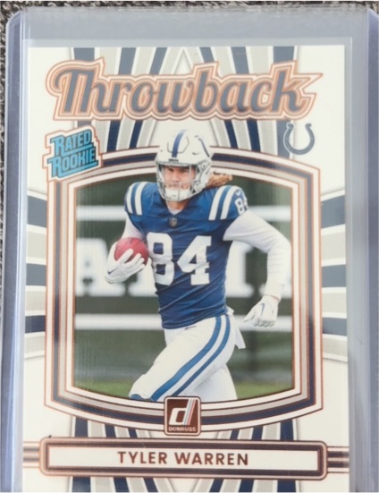 2025 Panini Donruss #12 Tyler Warren Throwback Rated Rookie — front