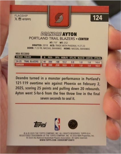 2025-26 Topps #124 Deandre Ayton — front