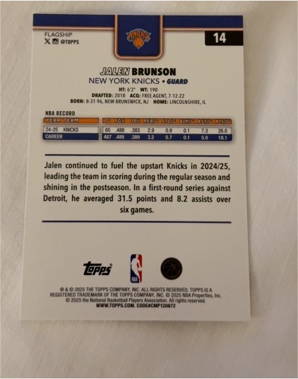2025 Topps #14 Jalen Brunson — front