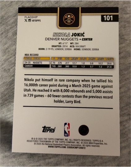 2025 Topps #101 Nikola Jokić — front