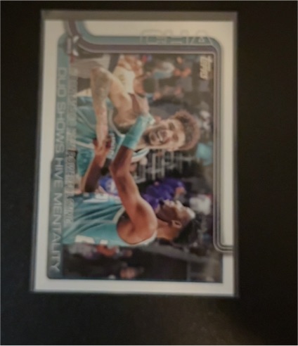 2025-26 Topps #283 Hornets Duo Have Powerful Swing LaMelo Ball Brandon Miller — front