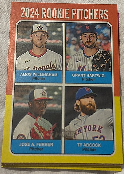 2024 Topps Heritage #621 2024 Rookie Pitchers (Willingham/Hartwig/Ferrer/Adcock) — front