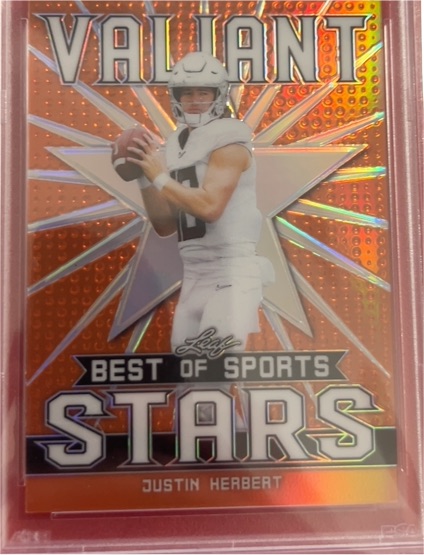 2020 Leaf Best of Sports Valiant Stars Orange #VS-05 Justin Herbert — front