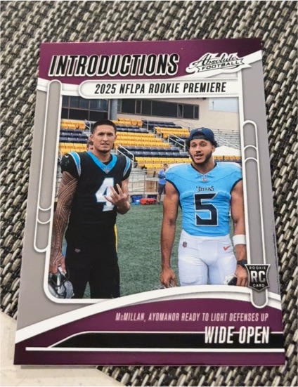 2025 Panini Absolute Introductions #I-TMN Tetairoa McMillan / Elic Ayomanor — front