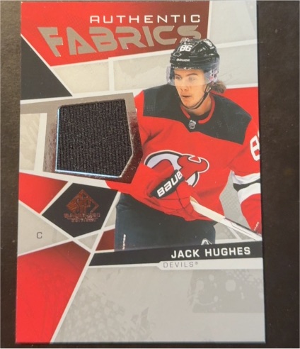 2021-22 Upper Deck SP Game Used Authentic Fabrics #AF-JH Jack Hughes — front