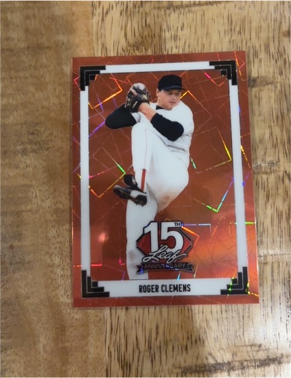 2025 Leaf National Convention 15th Anniversary Roger Clemens Orange Laser — front