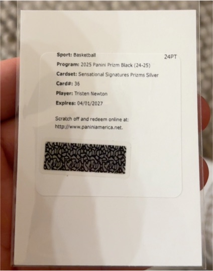 2025 Panini Prizm Black Sensational Signatures Prizms Silver #36 Tristen Newton — front