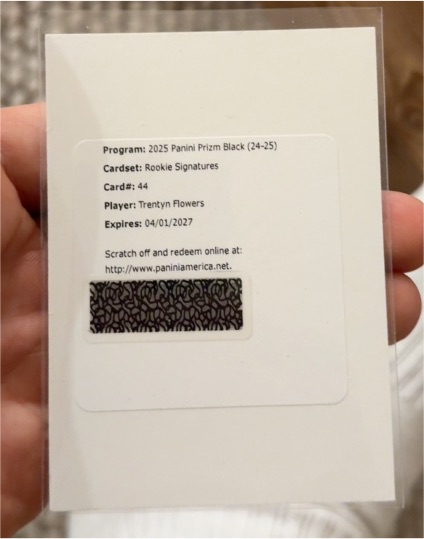 2025 Panini Prizm Black Rookie Signatures #44 Trentyn Flowers — front
