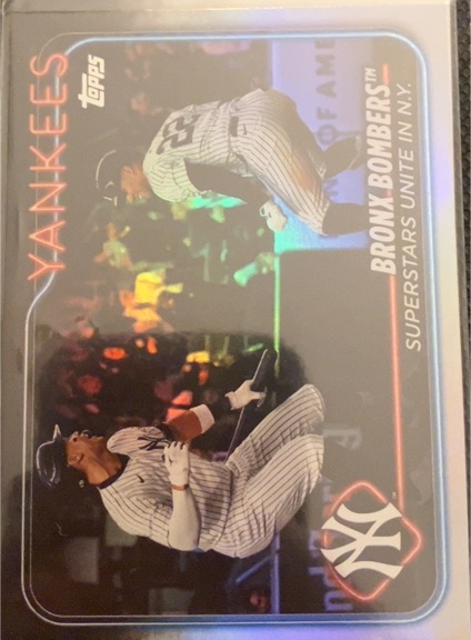 2024 Topps Update #US181 Bronx Bombers: Superstars Unite in N.Y. Aaron Judge / Juan Soto — front