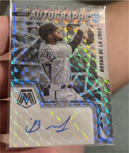 2022 Panini Mosaic #RAM-BC Bryan De La Cruz Rookie Autographs Mosaic — front