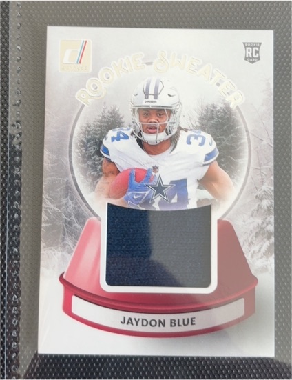 2025 Donruss Jaydon Blue RC Rookie Sweater Relic Insert #SWE-JBE — front