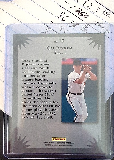 2025 Panini Donruss Elite Series #19 Cal Ripken — front