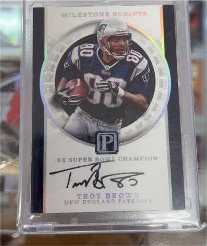 2017 Panini Pantheon Milestone Scripts #MS-TB Troy Brown — front