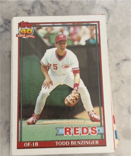 1991 Topps #334 Todd Benzinger Cincinnati Reds — front