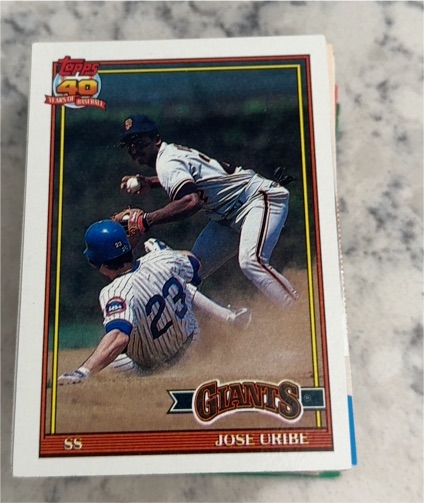 1991 Topps #158 Jose Uribe — front