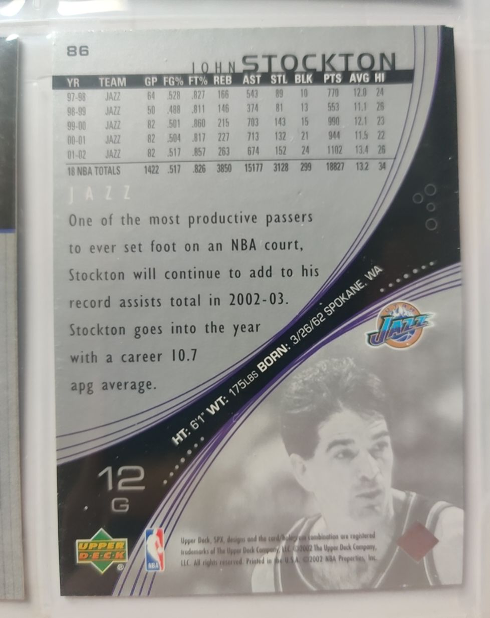 2002-03 Upper Deck SPx #86 John Stockton — front