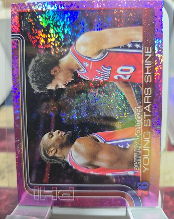 2025-26 Topps #275 Philly Tough Young Stars Shine Tyrese Maxey Jared McCain — front