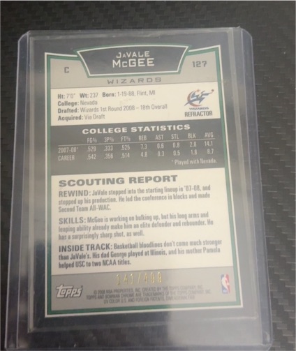 2008 Topps #127 JaVale McGee — front