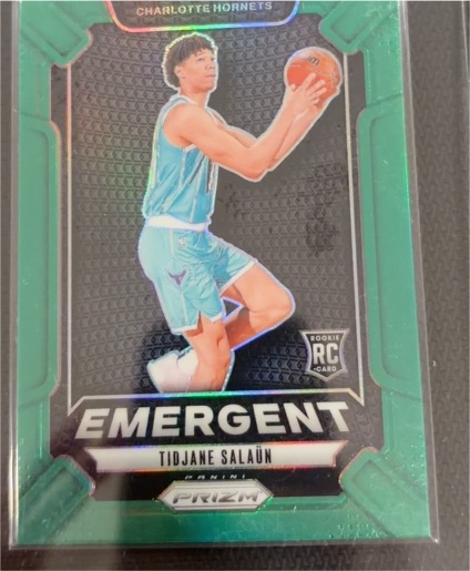 2024-25 Panini Prizm #5 Tidjane Salaun Emergent Green Prizm — front