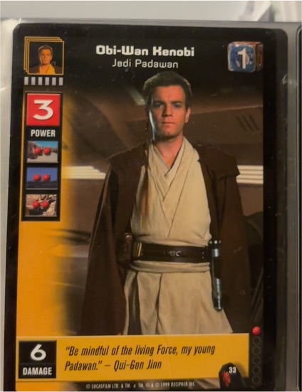 1999 Decipher Star Wars Young Jedi #33 Obi-Wan Kenobi Jedi Padawan — front