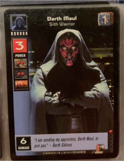 1999 Decipher Star Wars Young Jedi: Jedi Council #105 Darth Maul, Sith Warrior — front