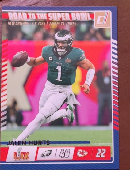 2025 Donruss #1 Jalen Hurts Road to the Super Bowl — front