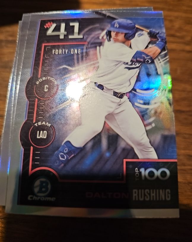 2025 Bowman Chrome #BTP-41 Dalton Rushing Bowman Scouts Top 100 Dodgers — front