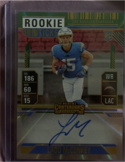 2024 Panini Contenders #110 Ladd McConkey Rookie Ticket Auto — front
