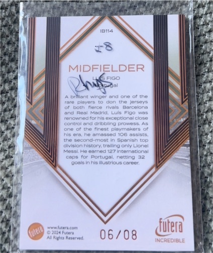 2024 Futera Incredible #IB114 Luis Figo — front