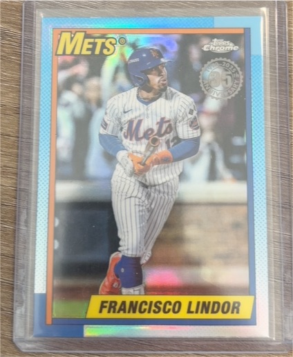 2025 Topps Chrome 1990 Topps Baseball #90CB-10 Francisco Lindor — front
