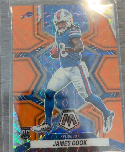 2022 Panini Mosaic #288 James Cook Orange Reactive Prizm NFL Debut — front