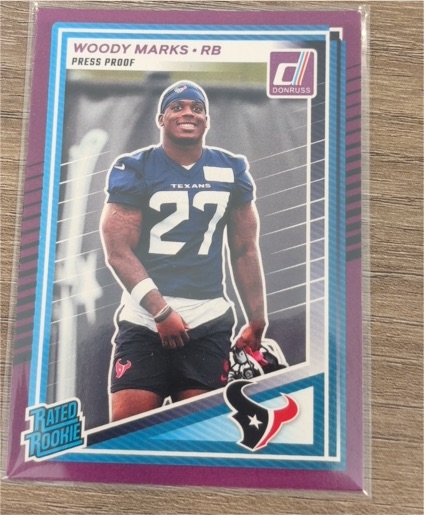 2025 Donruss #377 Woody Marks Purple Press Proof Rated Rookie — front