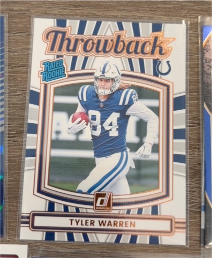 2025 Panini Donruss #12 Tyler Warren Rated Rookie Throwback — front