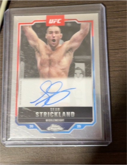 2025 Topps Chrome UFC Sean Strickland True Orange On Card Auto — front