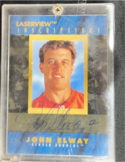 1996 Pinnacle Laser View Inscriptions John Elway — front