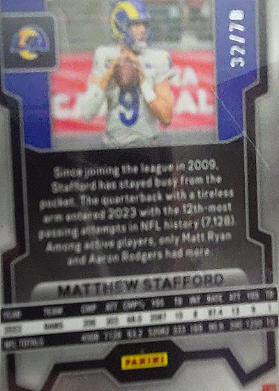 2023 Panini #32 Matthew Stafford — back