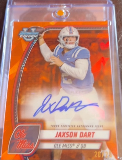 2024 Bowman University Chrome #PA-JDA Jaxson Dart — front